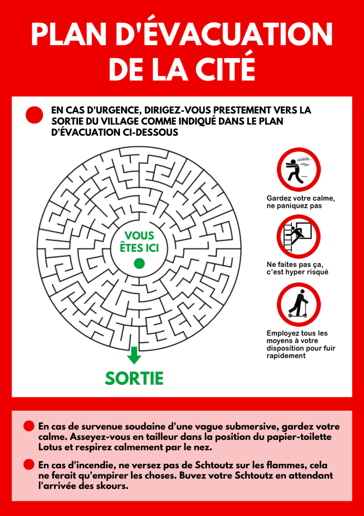 Plan d'évacuation de la cité