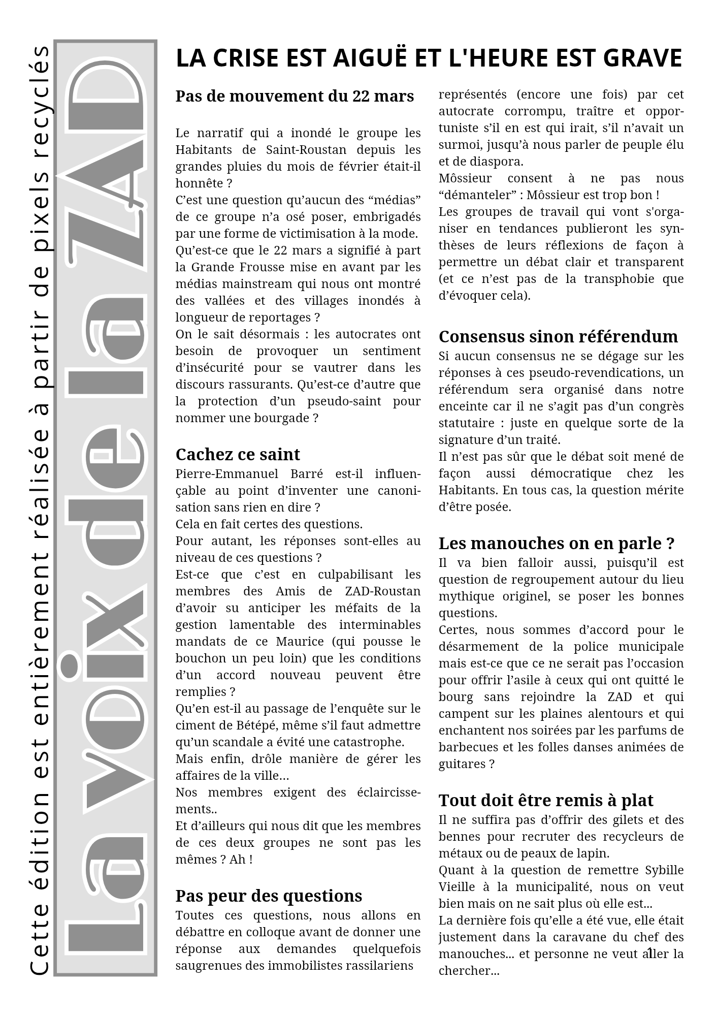 La Voix de la ZAD n°1