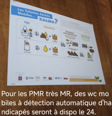 Panneau d'explication du fonctionnement des WC mobiles